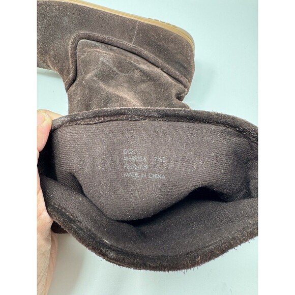 Coach Womens Boots Brown Maressa Suede Mid Calf Monogram Logo Buckle US 7.5 B - Picture 3 of 10